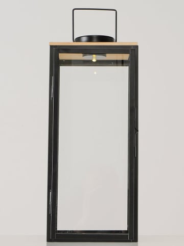 Boltze LED-Laterne "Kaeli" in Schwarz/ Hellbraun - (H)49,5 cm