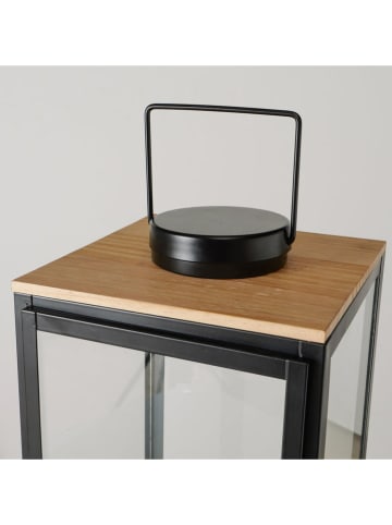 Boltze LED-Laterne "Kaeli" in Schwarz/ Hellbraun - (H)49,5 cm