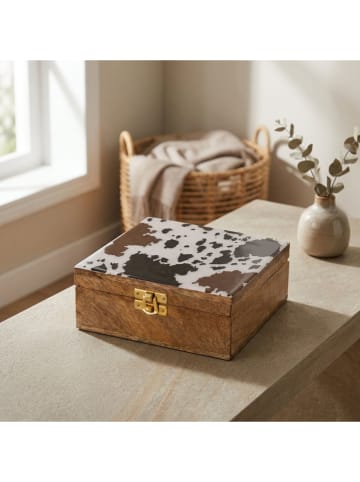 Boltze Aufbewahrungsbox "Montana" in Weiß/ Braun - (H)6,5 cm