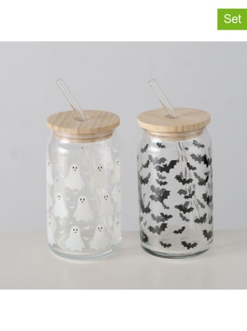 Boltze Kubki imprezowe (2 szt.) "Ghostie" w kolorze czarno-białym - 440 ml