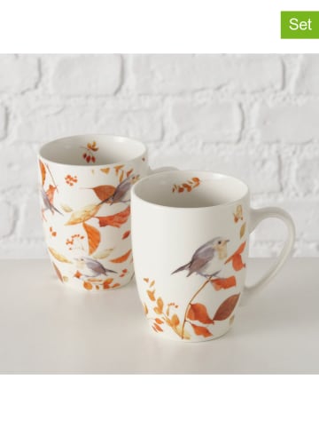 Boltze 2er-Set: Tassen "Kehly" in Weiß/ Orange - 350 ml