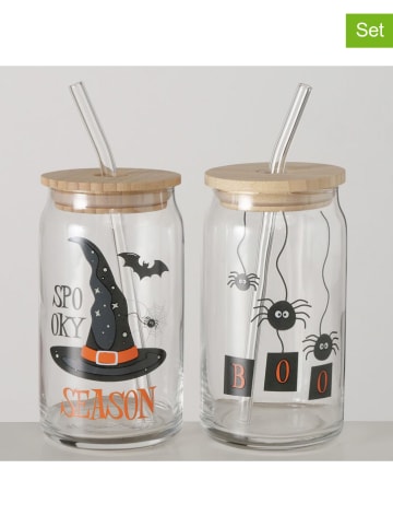 Boltze Kubki imprezowe (2 szt.) "Spooky" w kolorze czarno-pomarańczowym - 440 ml
