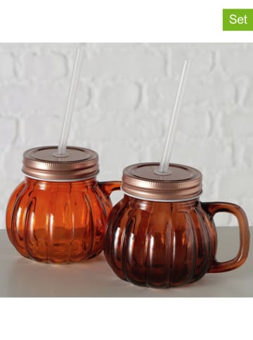 Boltze Kubki imprezowe (2 szt.) "Otano" w kolorze jasnobrązowo-pomarańczowym - 400 ml