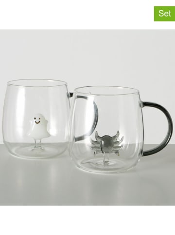 Boltze 2er-Set: Tassen "Peano" in Weiß/ Grau - 400 ml
