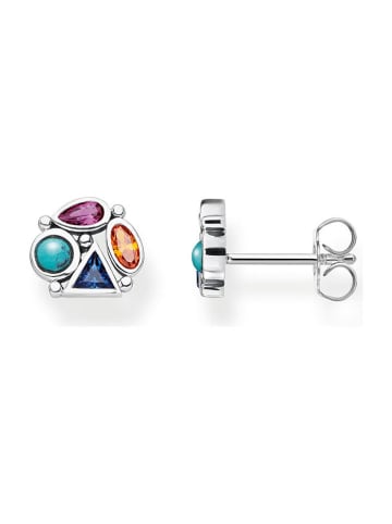 Thomas Sabo Srebrne kolczyki-wkrętki z labradorytami i rubinami