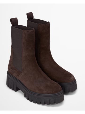 Marc O'Polo Shoes Skórzane sztyblety "Vala" w kolorze ciemnobrązowym