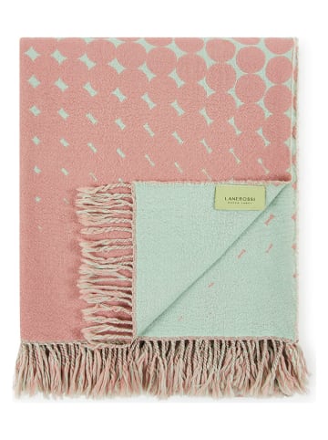 Lanerossi Wollen deken ''Tiglio'' groen/lichtroze - (L)180 x (B)130 cm