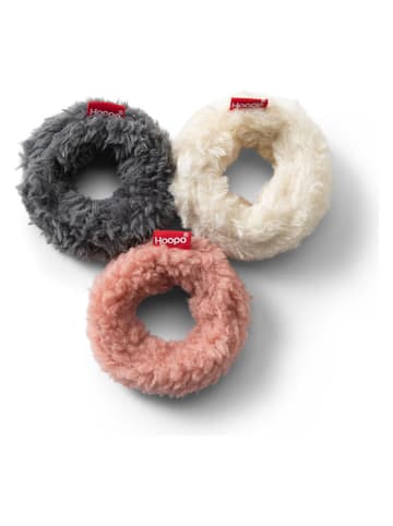 Hoopo 3-delige set: kattenspeelgoed "Mini Donuts" grijs/lichtroze/beige - Ø 5 cm