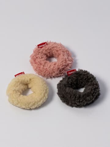 Hoopo 3-delige set: kattenspeelgoed "Mini Donuts" grijs/lichtroze/beige - Ø 5 cm