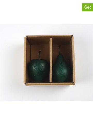 AM Design 2er-Set: Dekofiguren "Apfel & Birne" in Grün - (H)12 cm