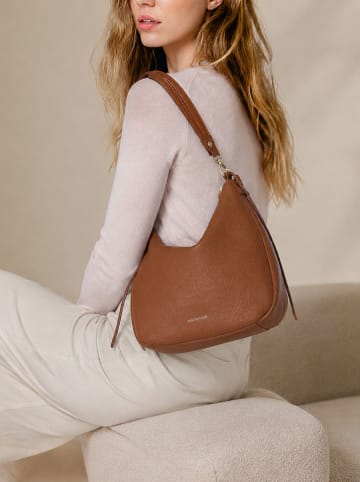 Mia Tomazzi Leder-Schultertasche "Gassendi" in Hellbraun - (B)27 x (H)21 x (T)10 cm
