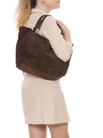Mia Tomazzi Leder-Shopper "Gimignano" in Braun - (B)45 x (H)50 x (T)20 cm