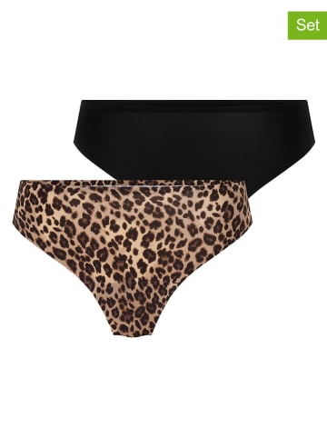 Hunkemöller 2-delige set; string lichtbruin/zwart