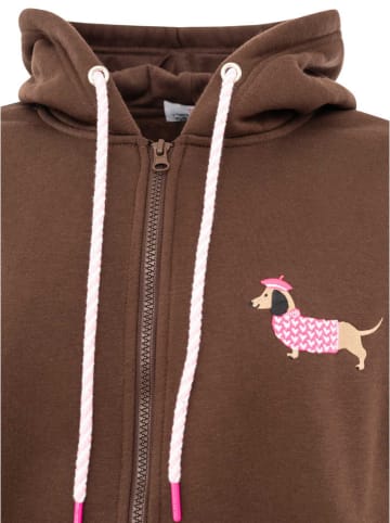 Zwillingsherz Sweatjacke "Très Bien" in Braun