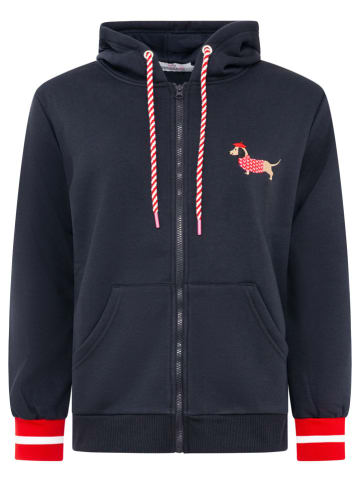 Zwillingsherz Sweatvest "Très Bien" donkerblauw
