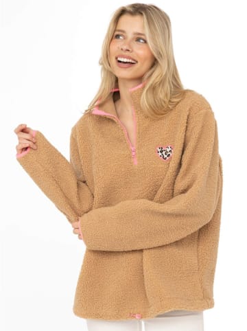 Zwillingsherz Fleece trui lichtbruin