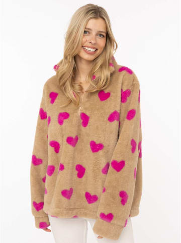 Zwillingsherz Fleece trui beige