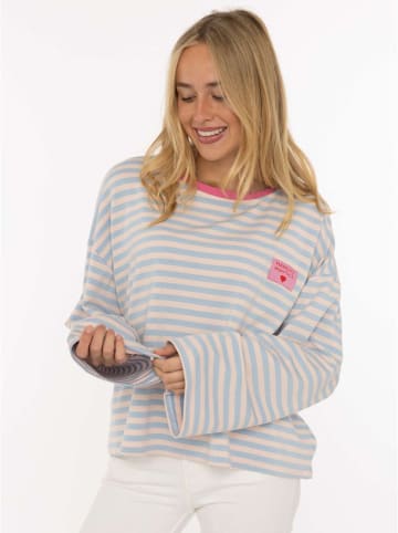 Zwillingsherz Longsleeve "Perfectly Imperfect" lichtblauw/beige