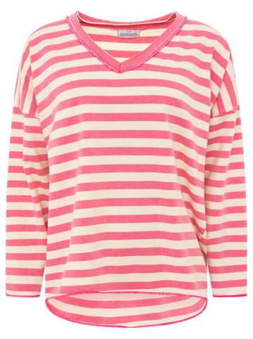 Zwillingsherz Longsleeve "Neon Streifen" beige/roze