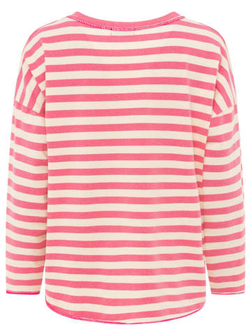 Zwillingsherz Longsleeve "Neon Streifen" beige/roze