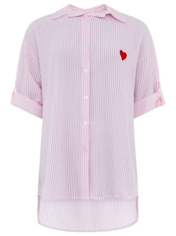 Zwillingsherz Tunika "Stripes & Heart" w kolorze jasnoróżowym