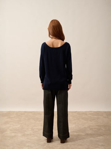 Just Cashmere Kasjmieren trui "Karen" donkerblauw