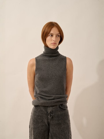 Just Cashmere Kaszmirowy bezrękawnik "Violet" w kolorze antracytowym