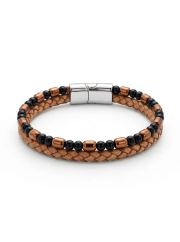 Nakkash Leren armband lichtbruin/zwart