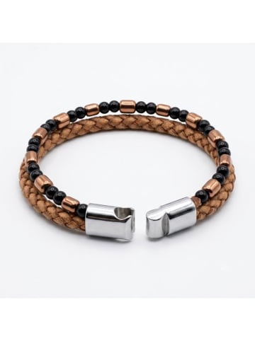 Nakkash Leren armband lichtbruin/zwart