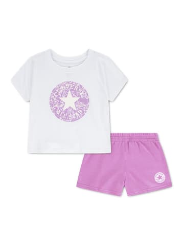 2tlg. Outfit in Weiß/ Lila