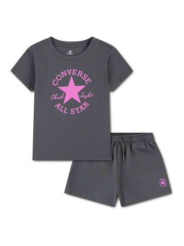 2tlg. Outfit in Anthrazit/ Rosa