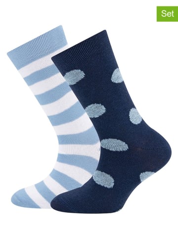 ewers 2er-Set: Socken "Punkte/ Ringel" in Hellblau/ Dunkelblau