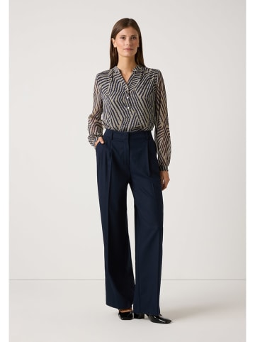 More & More Bluse in Dunkelblau/ Khaki