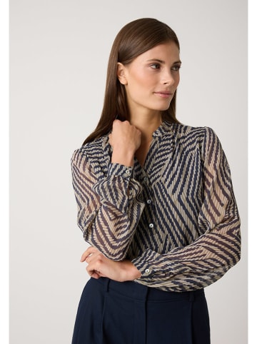 More & More Bluse in Dunkelblau/ Khaki