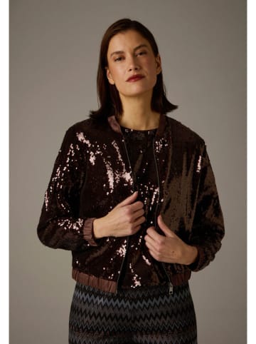 More & More Paillettenblouson donkerbruin