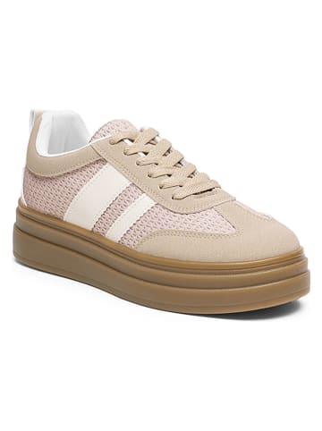 Foreverfolie Sneakersy w kolorze jasnoróżowo-beżowym