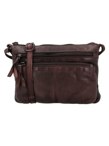 HIDE & STITCHES Leren schoudertas bruin - (B)23 x (H)17 x (D)3,5 cm