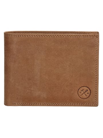HIDE & STITCHES Leder-Geldbörse in Hellbraun - (B)12 x (H)10,5 x (T)2 cm