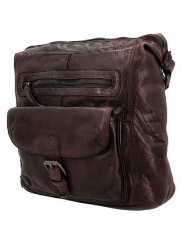 HIDE & STITCHES Leren schoudertas bruin - (B)27 x (H)29 x (D)9 cm