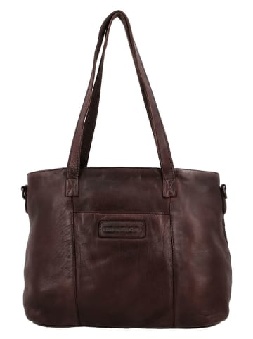 HIDE & STITCHES Leren schoudertas bruin - (B)34 x (H)13 x (D)26 cm