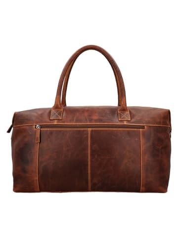 HIDE & STITCHES Leder-Reisetasche in Braun - (B)56 x (H)33 x (T)22 cm