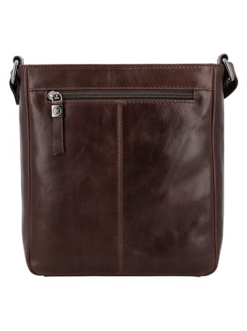 HIDE & STITCHES Leren schoudertas bruin - (B)23 x (H)24 x (D)6 cm