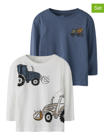 name it 2er-Set: Longsleeve "Berlan" in Weiß/ Blau