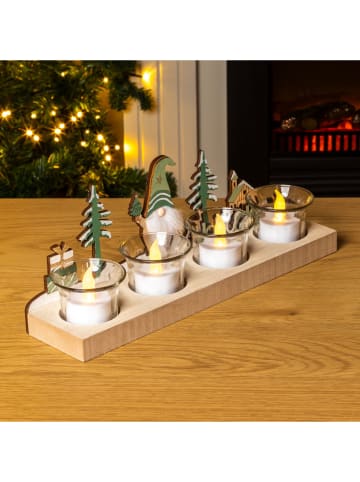 Hollybell Windlicht beige/groen - (B)30 x (H)11,5 x (D)7,5 cm