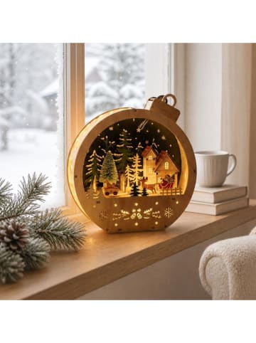 Lampa dekoracyjna LED "Christmas Ball" w kolorze beżowym - 21,5 x 22,5 x 9 cm