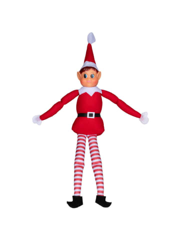 Hollybell Kerstelf-pop rood/wit - (L)40 cm