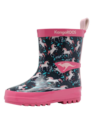 Kangaroos Gummistiefel "K-Rain" in Dunkelblau/ Pink