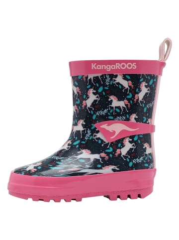 Kangaroos Gummistiefel "K-Rain" in Dunkelblau/ Pink