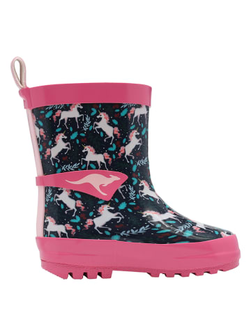 Kangaroos Gummistiefel "K-Rain" in Dunkelblau/ Pink