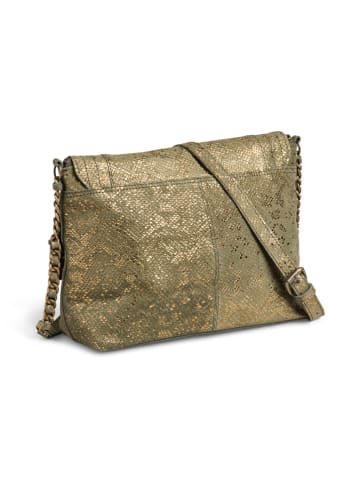 Pieces Skórzana torebka "Felizia" w kolorze khaki - 27 x 20,5 x 10 cm